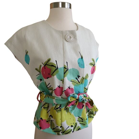 Anthropologie We Love Vera Womens Briny Winds Fruit Bolero Jacket Size 4 Cropped - Picture 3 of 11